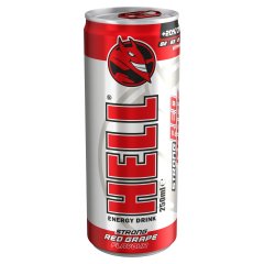 HELL Strong piros szőlő- és tuttifruttiízű koffeintartalmú, szénsavas ital 250 ml